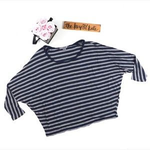 Vince Dolman Sleeve Striped Navy Gray Top